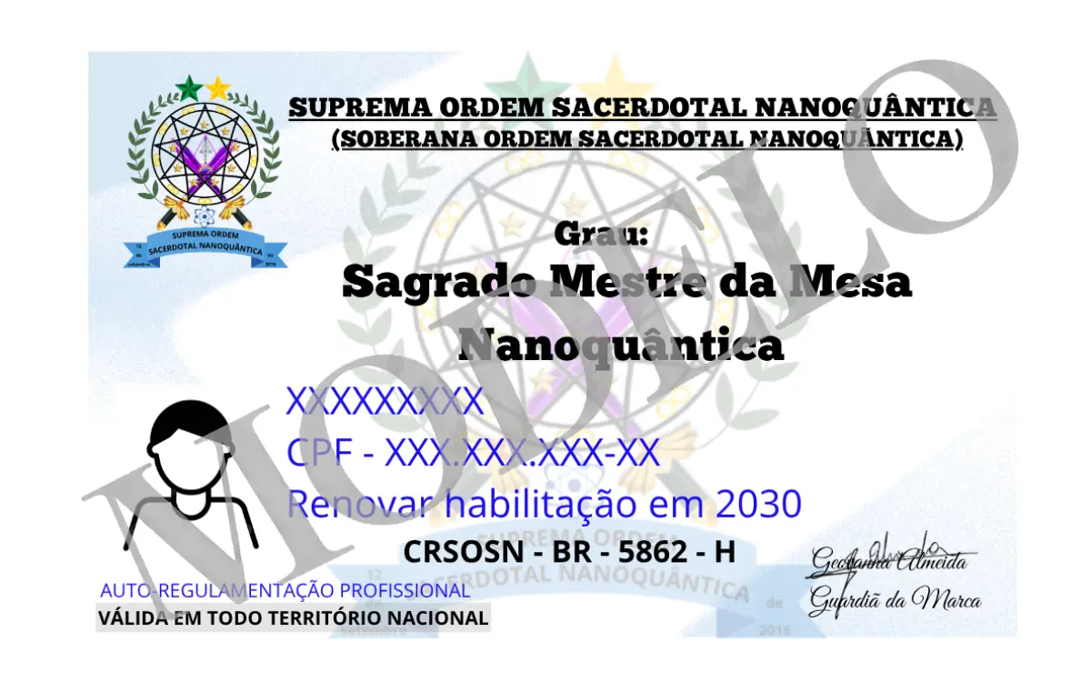 Modelo de identidade do Sagrado Mestre da Mesa Nanoquântica®